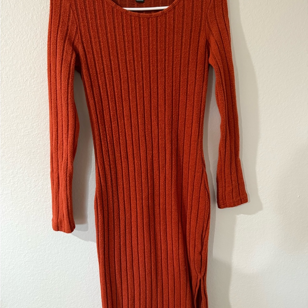 SHEIN Vibrant Orange Long Sleeve Dress